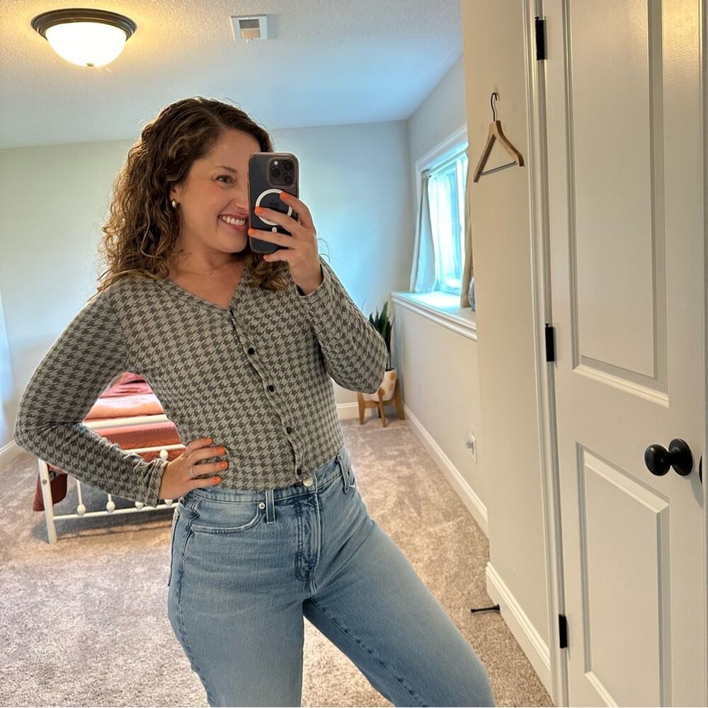 NWT Sundry Gray Houndstooth Cardigan Sweater 0 XS - Picture 3 of 8